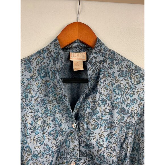B.B. Dakota Womens Blue Paisley Short Sleeve 100% Silk Blouse Size M - Picture 3 of 5
